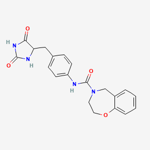 molecular formula C20H20N4O4 B7200043 N-[4-[(2,5-dioxoimidazolidin-4-yl)methyl]phenyl]-3,5-dihydro-2H-1,4-benzoxazepine-4-carboxamide 