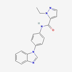 molecular formula C19H17N5O B7200100 N-[4-(benzimidazol-1-yl)phenyl]-2-ethylpyrazole-3-carboxamide 