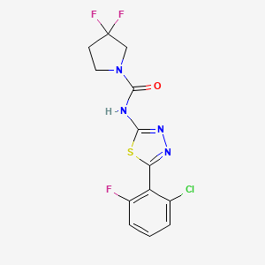 molecular formula C13H10ClF3N4OS B7200132 N-[5-(2-chloro-6-fluorophenyl)-1,3,4-thiadiazol-2-yl]-3,3-difluoropyrrolidine-1-carboxamide 