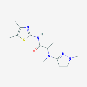 molecular formula C13H19N5OS B7200192 N-(4,5-dimethyl-1,3-thiazol-2-yl)-2-[methyl-(1-methylpyrazol-3-yl)amino]propanamide 