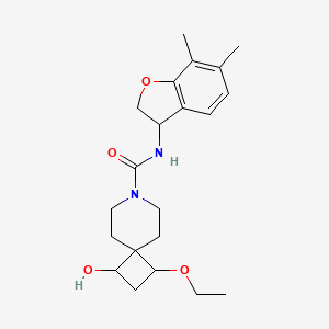 molecular formula C21H30N2O4 B7200201 N-(6,7-dimethyl-2,3-dihydro-1-benzofuran-3-yl)-3-ethoxy-1-hydroxy-7-azaspiro[3.5]nonane-7-carboxamide 