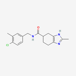 molecular formula C17H20ClN3O B7200252 N-[(4-chloro-3-methylphenyl)methyl]-2-methyl-4,5,6,7-tetrahydro-3H-benzimidazole-5-carboxamide 