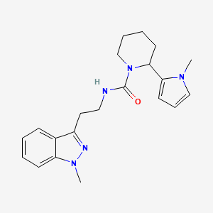 molecular formula C21H27N5O B7200260 N-[2-(1-methylindazol-3-yl)ethyl]-2-(1-methylpyrrol-2-yl)piperidine-1-carboxamide 