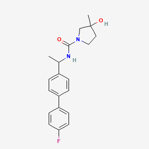 molecular formula C20H23FN2O2 B7200272 N-[1-[4-(4-fluorophenyl)phenyl]ethyl]-3-hydroxy-3-methylpyrrolidine-1-carboxamide 