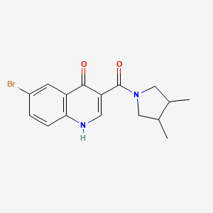 molecular formula C16H17BrN2O2 B7200316 6-bromo-3-(3,4-dimethylpyrrolidine-1-carbonyl)-1H-quinolin-4-one 