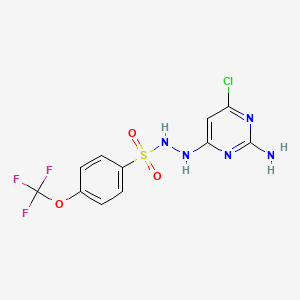 molecular formula C11H9ClF3N5O3S B7200358 N'-(2-amino-6-chloropyrimidin-4-yl)-4-(trifluoromethoxy)benzenesulfonohydrazide 