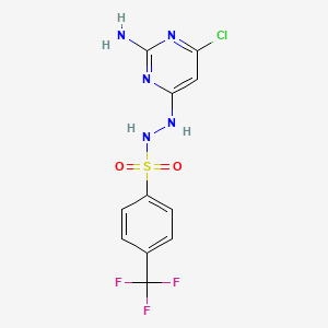 molecular formula C11H9ClF3N5O2S B7200363 N'-(2-amino-6-chloropyrimidin-4-yl)-4-(trifluoromethyl)benzenesulfonohydrazide 