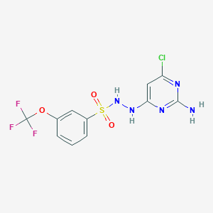 molecular formula C11H9ClF3N5O3S B7200396 N'-(2-amino-6-chloropyrimidin-4-yl)-3-(trifluoromethoxy)benzenesulfonohydrazide 