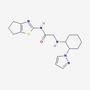 molecular formula C17H23N5OS B7200437 N-(5,6-dihydro-4H-cyclopenta[d][1,3]thiazol-2-yl)-2-[(2-pyrazol-1-ylcyclohexyl)amino]acetamide 