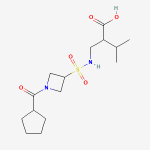 molecular formula C15H26N2O5S B7200701 2-[[[1-(Cyclopentanecarbonyl)azetidin-3-yl]sulfonylamino]methyl]-3-methylbutanoic acid 