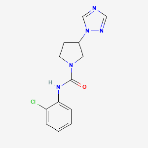 molecular formula C13H14ClN5O B7200979 N-(2-chlorophenyl)-3-(1,2,4-triazol-1-yl)pyrrolidine-1-carboxamide 