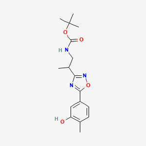 molecular formula C17H23N3O4 B7201008 tert-butyl N-[2-[5-(3-hydroxy-4-methylphenyl)-1,2,4-oxadiazol-3-yl]propyl]carbamate 
