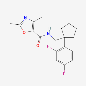 molecular formula C18H20F2N2O2 B7201035 N-[[1-(2,4-difluorophenyl)cyclopentyl]methyl]-2,4-dimethyl-1,3-oxazole-5-carboxamide 