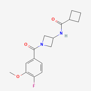molecular formula C16H19FN2O3 B7201040 N-[1-(4-fluoro-3-methoxybenzoyl)azetidin-3-yl]cyclobutanecarboxamide 