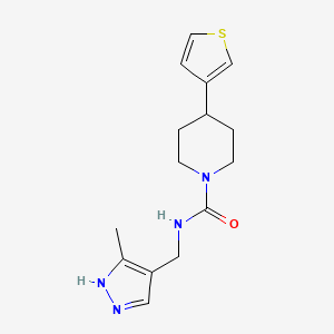 molecular formula C15H20N4OS B7201081 N-[(5-methyl-1H-pyrazol-4-yl)methyl]-4-thiophen-3-ylpiperidine-1-carboxamide 
