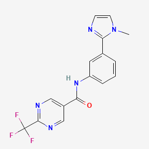 molecular formula C16H12F3N5O B7201137 N-[3-(1-methylimidazol-2-yl)phenyl]-2-(trifluoromethyl)pyrimidine-5-carboxamide 