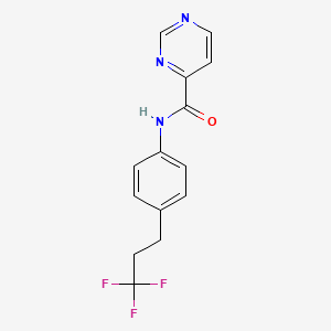 molecular formula C14H12F3N3O B7201187 N-[4-(3,3,3-trifluoropropyl)phenyl]pyrimidine-4-carboxamide 