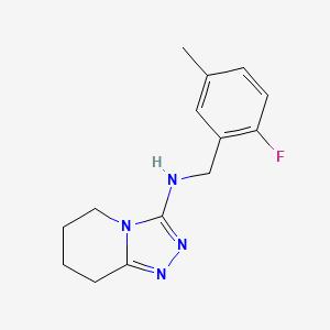 molecular formula C14H17FN4 B7201191 N-[(2-fluoro-5-methylphenyl)methyl]-5,6,7,8-tetrahydro-[1,2,4]triazolo[4,3-a]pyridin-3-amine 
