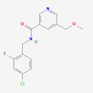 molecular formula C15H14ClFN2O2 B7201286 N-[(4-chloro-2-fluorophenyl)methyl]-5-(methoxymethyl)pyridine-3-carboxamide 