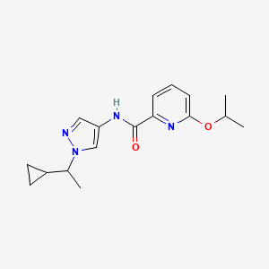 molecular formula C17H22N4O2 B7201383 N-[1-(1-cyclopropylethyl)pyrazol-4-yl]-6-propan-2-yloxypyridine-2-carboxamide 