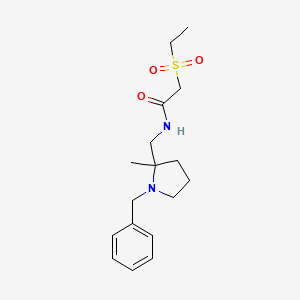 molecular formula C17H26N2O3S B7201488 N-[(1-benzyl-2-methylpyrrolidin-2-yl)methyl]-2-ethylsulfonylacetamide 