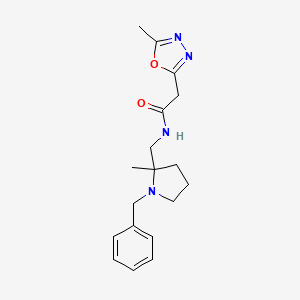 molecular formula C18H24N4O2 B7201498 N-[(1-benzyl-2-methylpyrrolidin-2-yl)methyl]-2-(5-methyl-1,3,4-oxadiazol-2-yl)acetamide 