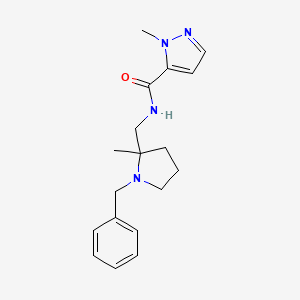 molecular formula C18H24N4O B7201511 N-[(1-benzyl-2-methylpyrrolidin-2-yl)methyl]-2-methylpyrazole-3-carboxamide 