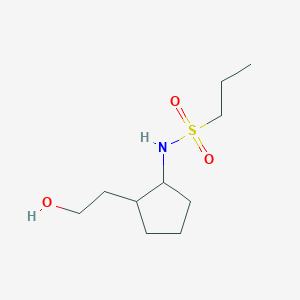 molecular formula C10H21NO3S B7201567 N-[2-(2-hydroxyethyl)cyclopentyl]propane-1-sulfonamide 