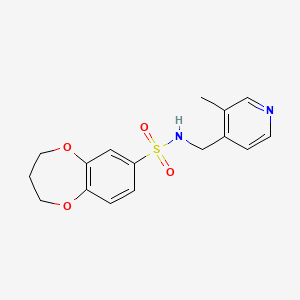 molecular formula C16H18N2O4S B7201572 N-[(3-methylpyridin-4-yl)methyl]-3,4-dihydro-2H-1,5-benzodioxepine-7-sulfonamide 