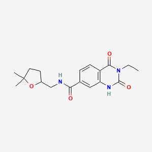 molecular formula C18H23N3O4 B7201606 N-[(5,5-dimethyloxolan-2-yl)methyl]-3-ethyl-2,4-dioxo-1H-quinazoline-7-carboxamide 