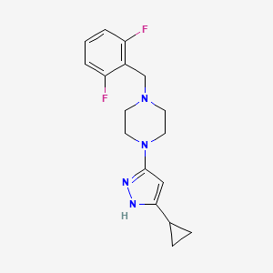 molecular formula C17H20F2N4 B7201616 1-(5-cyclopropyl-1H-pyrazol-3-yl)-4-[(2,6-difluorophenyl)methyl]piperazine 