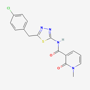 molecular formula C16H13ClN4O2S B7201649 N-[5-[(4-chlorophenyl)methyl]-1,3,4-thiadiazol-2-yl]-1-methyl-2-oxopyridine-3-carboxamide 