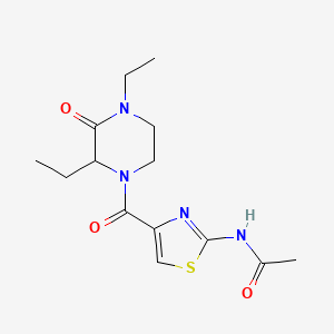 molecular formula C14H20N4O3S B7201659 N-[4-(2,4-diethyl-3-oxopiperazine-1-carbonyl)-1,3-thiazol-2-yl]acetamide 