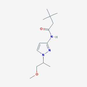 molecular formula C13H23N3O2 B7201673 N-[1-(1-methoxypropan-2-yl)pyrazol-3-yl]-3,3-dimethylbutanamide 