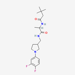 molecular formula C20H29F2N3O2 B7201743 N-[1-[[1-(3,4-difluorophenyl)pyrrolidin-3-yl]methylamino]-1-oxopropan-2-yl]-3,3-dimethylbutanamide 