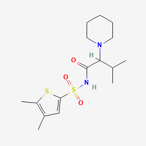 molecular formula C16H26N2O3S2 B7201763 N-(4,5-dimethylthiophen-2-yl)sulfonyl-3-methyl-2-piperidin-1-ylbutanamide 