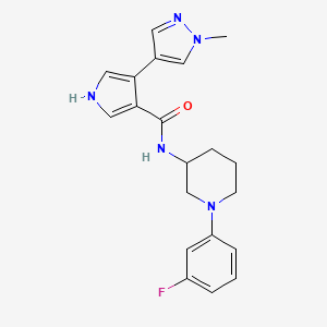 molecular formula C20H22FN5O B7201793 N-[1-(3-fluorophenyl)piperidin-3-yl]-4-(1-methylpyrazol-4-yl)-1H-pyrrole-3-carboxamide 