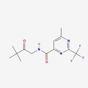 molecular formula C13H16F3N3O2 B7201799 N-(3,3-dimethyl-2-oxobutyl)-6-methyl-2-(trifluoromethyl)pyrimidine-4-carboxamide 