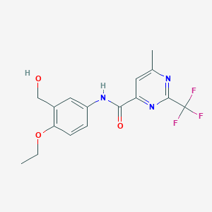 molecular formula C16H16F3N3O3 B7201808 N-[4-ethoxy-3-(hydroxymethyl)phenyl]-6-methyl-2-(trifluoromethyl)pyrimidine-4-carboxamide 