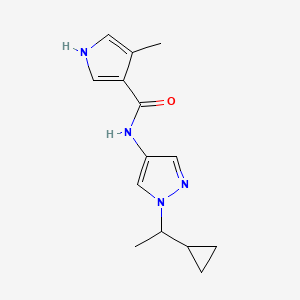 molecular formula C14H18N4O B7201841 N-[1-(1-cyclopropylethyl)pyrazol-4-yl]-4-methyl-1H-pyrrole-3-carboxamide 