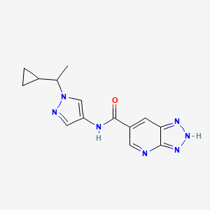 molecular formula C14H15N7O B7202019 N-[1-(1-cyclopropylethyl)pyrazol-4-yl]-2H-triazolo[4,5-b]pyridine-6-carboxamide 