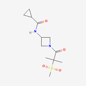 molecular formula C12H20N2O4S B7202031 N-[1-(2-methyl-2-methylsulfonylpropanoyl)azetidin-3-yl]cyclopropanecarboxamide 