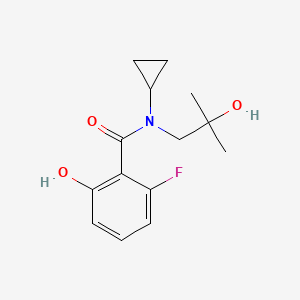 molecular formula C14H18FNO3 B7202070 N-cyclopropyl-2-fluoro-6-hydroxy-N-(2-hydroxy-2-methylpropyl)benzamide 
