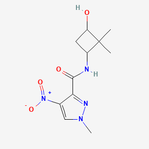 molecular formula C11H16N4O4 B7202135 N-(3-hydroxy-2,2-dimethylcyclobutyl)-1-methyl-4-nitropyrazole-3-carboxamide 