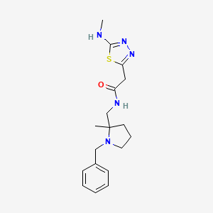 molecular formula C18H25N5OS B7202150 N-[(1-benzyl-2-methylpyrrolidin-2-yl)methyl]-2-[5-(methylamino)-1,3,4-thiadiazol-2-yl]acetamide 