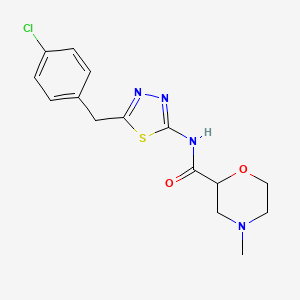 molecular formula C15H17ClN4O2S B7202290 N-[5-[(4-chlorophenyl)methyl]-1,3,4-thiadiazol-2-yl]-4-methylmorpholine-2-carboxamide 