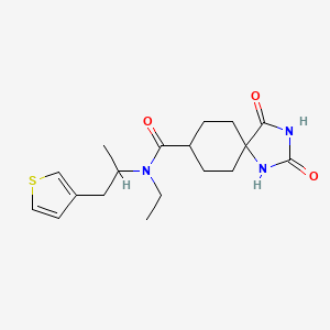 molecular formula C18H25N3O3S B7202298 N-ethyl-2,4-dioxo-N-(1-thiophen-3-ylpropan-2-yl)-1,3-diazaspiro[4.5]decane-8-carboxamide 