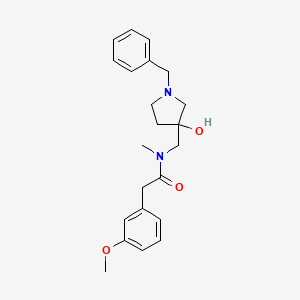 molecular formula C22H28N2O3 B7202329 N-[(1-benzyl-3-hydroxypyrrolidin-3-yl)methyl]-2-(3-methoxyphenyl)-N-methylacetamide 
