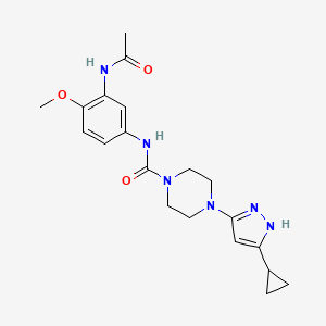 molecular formula C20H26N6O3 B7202351 N-(3-acetamido-4-methoxyphenyl)-4-(5-cyclopropyl-1H-pyrazol-3-yl)piperazine-1-carboxamide 