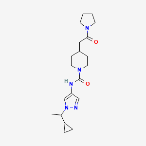 molecular formula C20H31N5O2 B7202470 N-[1-(1-cyclopropylethyl)pyrazol-4-yl]-4-(2-oxo-2-pyrrolidin-1-ylethyl)piperidine-1-carboxamide 